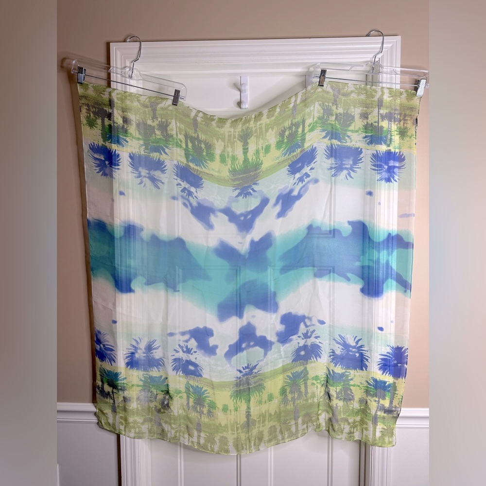 Vince Camuto Tropical Print Scarf, Blues and Greens